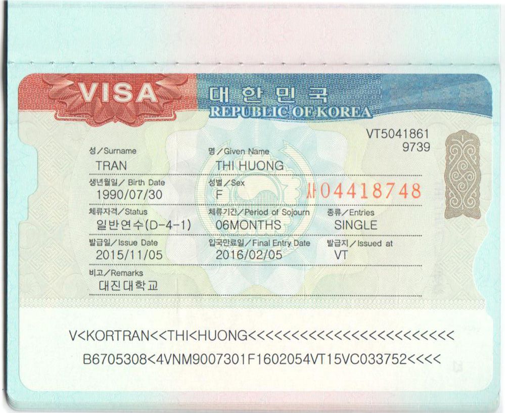 visa du học Hàn Quốc D4-1